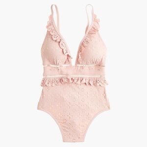 J. Crew Pink Eyelet One Piece Swimsuit